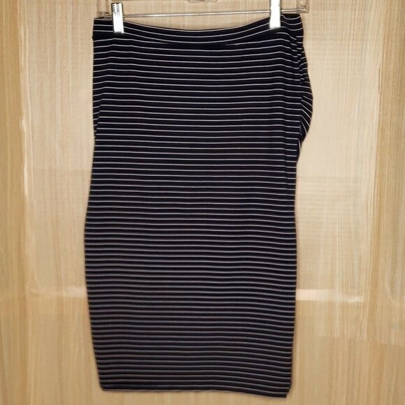 Leith Blue Striped Knit Stretchy Pencil Skirt - Picture 2 of 6